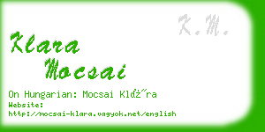 klara mocsai business card
